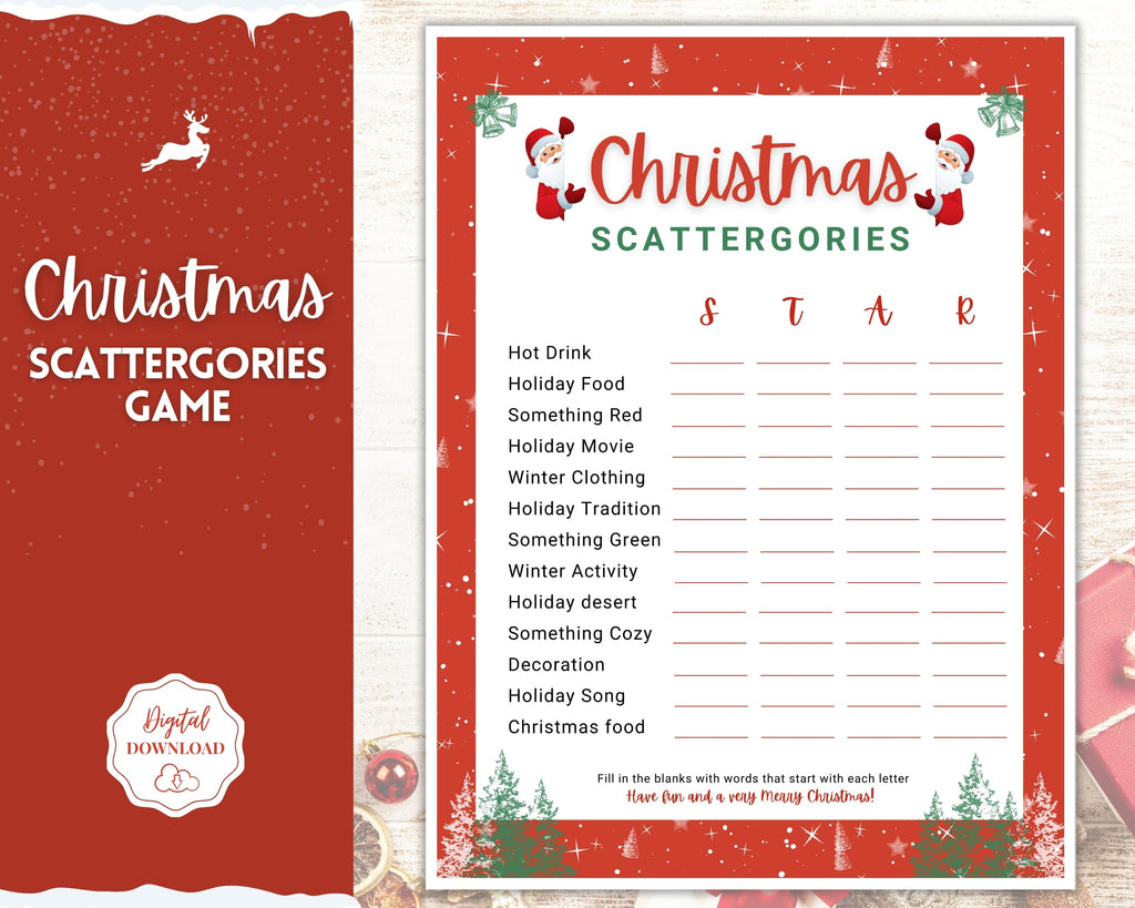 christmas-scattergories-game-xmas-holiday-game-party-printables for Free Printable Christmas Scattergories Lists Christmas SCATTERGORIES Game | Xmas Holiday Game Party Printables for Free Printable Christmas Scattergories Lists