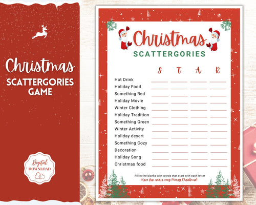 Christmas SCATTERGORIES Game! Holiday Game Printables, Xmas Party Game, Fun Family Activity Set, Virtual, Kids Adults, Office Party, Quiz