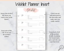 Load image into Gallery viewer, Christmas Wishlist Insert Printable Tracker Template. Christmas, birthday, holiday, shopping wish list. Gifts for me. Giftlist PDF. A5

