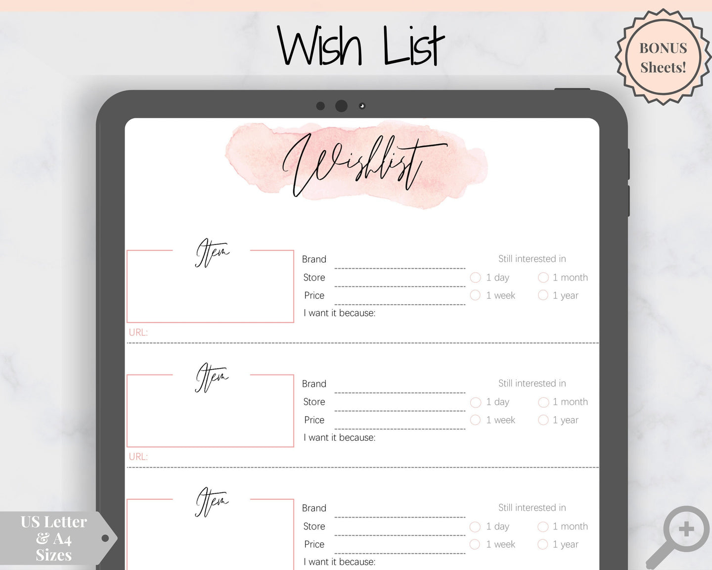 Christmas Wishlist Insert Printable Tracker Template. Christmas, birthday, holiday, shopping wish list. Gifts for me. Giftlist PDF. A5