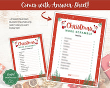 Load image into Gallery viewer, Christmas Word Scramble! Holiday Game Printables, Xmas Party Game, Fun Family Activity Set, Virtual, Kids Adults, Office, Anagram, Quiz
