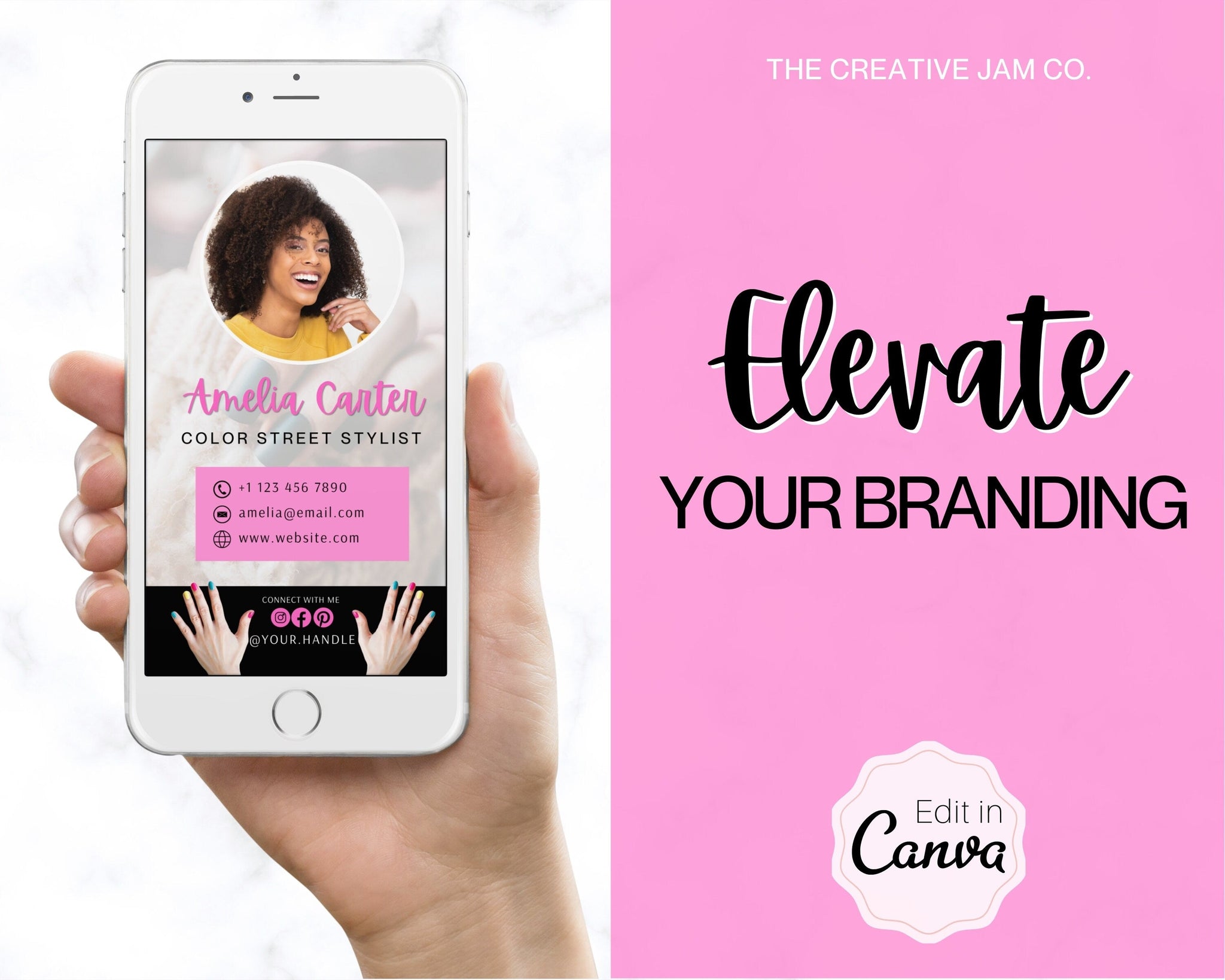 Editable Digital Business Card Template for Color Street Stylists