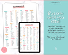 Load image into Gallery viewer, Colorful Grocery List, Master Grocery List Printable, Weekly Shopping List, Meal Planner Checklist, Grocery PDF, Kitchen Organization Template | Colorful Sky
