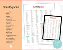 Load image into Gallery viewer, Colorful Grocery List, Master Grocery List Printable, Weekly Shopping List, Meal Planner Checklist, Grocery PDF, Kitchen Organization Template | Colorful Sky
