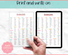 Load image into Gallery viewer, Colorful Grocery List, Master Grocery List Printable, Weekly Shopping List, Meal Planner Checklist, Grocery PDF, Kitchen Organization Template | Colorful Sky
