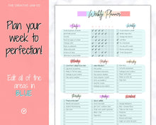 Load image into Gallery viewer, Colorful Weekly &amp; Monthly Planners, EDITABLE Weekly Planner Printable, To Do List, Teacher, Student, Business Template, Schedule, Checklist
