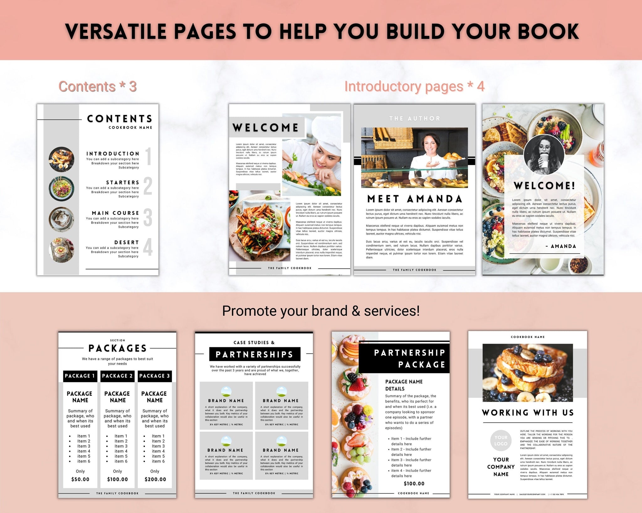 Cookbook Template, Canva Recipe Book Template, Editable Ebook, Recipe Card,  Binder, Box, Meal Planner, Family Cooking , Recipe Page Workbook 