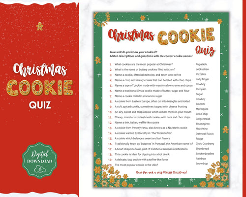 Cookie Game Christmas Printable! Guess the Cookie Christmas Game, Xmas Party, Holiday Fun Family Activity Set, Virtual, Kids Adults, Office