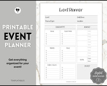 Load image into Gallery viewer, Event Planner Template, Printable Party Planner, Birthday, Wedding, Bridal, Budget, Invites, Event Plan Set, Party Organizer | Mono

