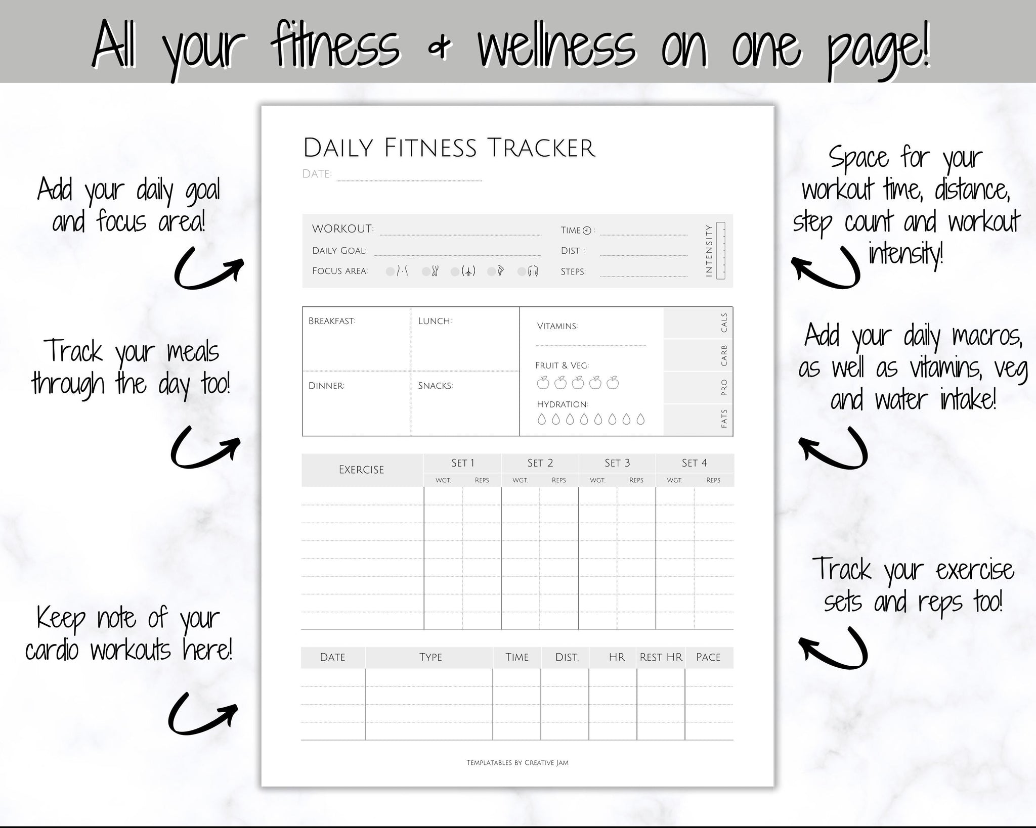 DAILY Fitness Planner, Weight Loss & Daily Workout Journal