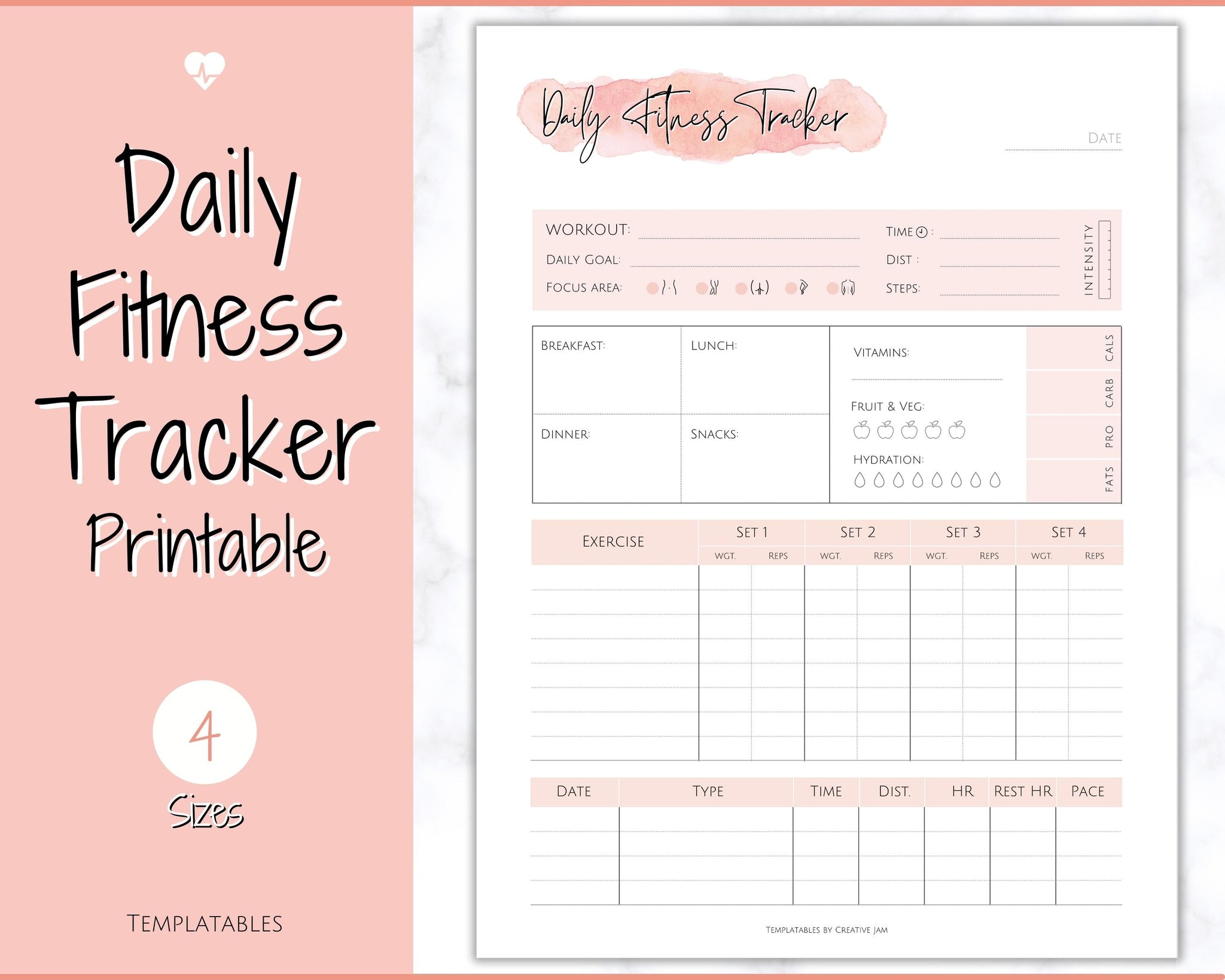 DAILY Fitness Planner, Weight Loss & Daily Workout Journal