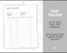 Load image into Gallery viewer, DEBT SNOWBALL TRACKERS, Debt Payoff, Debt Tracker Printable, Dave Ramsey, Debt Payments, Finance Planner, Budget Planner, Debt Free Progress | Mono
