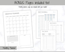 Load image into Gallery viewer, DEBT SNOWBALL TRACKERS, Debt Payoff, Debt Tracker Printable, Dave Ramsey, Debt Payments, Finance Planner, Budget Planner, Debt Free Progress | Mono
