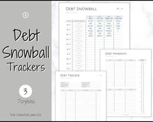 Load image into Gallery viewer, DEBT SNOWBALL TRACKERS, Debt Payoff, Debt Tracker Printable, Dave Ramsey, Debt Payments, Finance Planner, Budget Planner, Debt Free Progress | Mono
