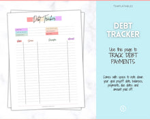 Load image into Gallery viewer, DEBT SNOWBALL TRACKERS, Debt Payoff, Debt Tracker Printable, Dave Ramsey, Debt Payments, Finance Planner, Budget Planner, Debt Free Progress | Pastel Rainbow
