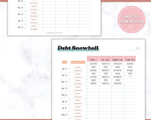 Load image into Gallery viewer, DEBT SNOWBALL TRACKERS, Debt Payoff, Debt Tracker Printable, Dave Ramsey, Debt Payments, Finance Planner, Budget Planner, Debt Free Progress | RETRO 70s themed
