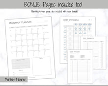 Load image into Gallery viewer, DEBT TRACKERS, Debt Payoff, Debt Snowball Tracker Printable, Dave Ramsey, Debt Payments, Finance Planner, Budget Planner, Debt Free Progress | Mono
