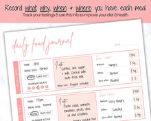 Load image into Gallery viewer, Daily Food Diary Printable, Colorful Food Journal, Diet &amp; Nutrition Log, Weekly Meal Planner, Meal Tracker, Menu Plan, Prep! Fitness, Health | Pink
