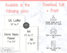 Load image into Gallery viewer, Daily Food Diary Printable, Colorful Food Journal, Diet &amp; Nutrition Log, Weekly Meal Planner, Meal Tracker, Menu Plan, Prep! Fitness, Health | Pink
