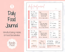 Load image into Gallery viewer, Daily Food Diary Printable, Colorful Food Journal, Diet &amp; Nutrition Log, Weekly Meal Planner, Meal Tracker, Menu Plan, Prep! Fitness, Health | Pink
