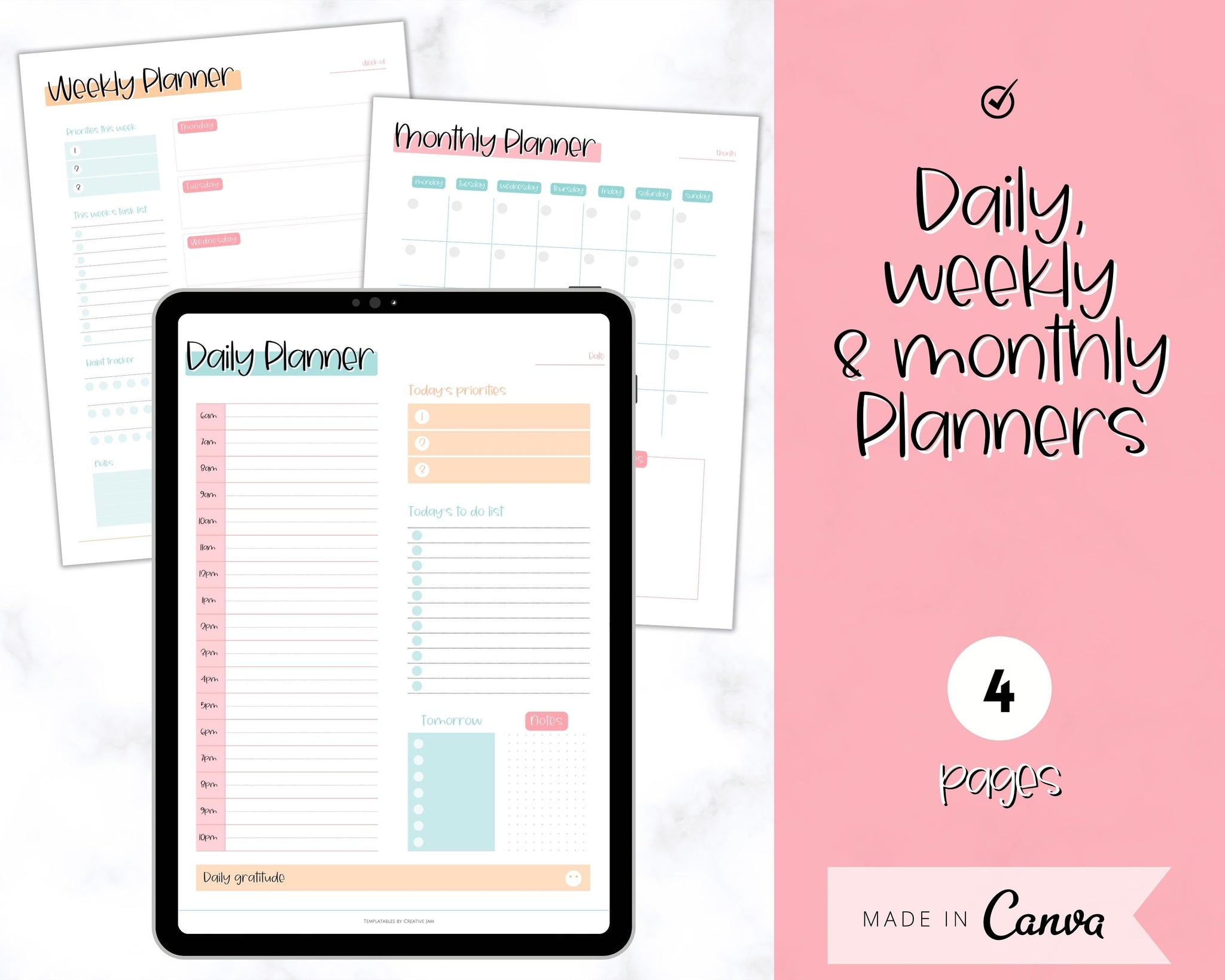Daily, Weekly, Monthly Printable Planner Inserts - Colorful Sky