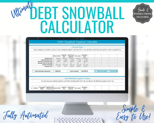 Dave Ramsey Debt Snowball Calculator, 20 debts, Excel Budget Planner spreadsheet, Financial Planner, Debt Payoff Automatic Tracker Template | Blue