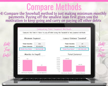 Load image into Gallery viewer, Dave Ramsey Debt Snowball Calculator, 20 debts, Excel Budget Planner spreadsheet, Financial Planner, Debt Payoff Automatic Tracker Template | Pink
