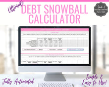 Load image into Gallery viewer, Dave Ramsey Debt Snowball Calculator, 20 debts, Excel Budget Planner spreadsheet, Financial Planner, Debt Payoff Automatic Tracker Template | Pink
