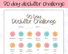 Load image into Gallery viewer, Declutter Checklist, 30 Day Challenge Printable, Cleaning Planner Schedule, De clutter your home, Spring Clean, Home Cleaning, Organization - Colorful
