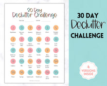 Load image into Gallery viewer, Declutter Checklist, 30 Day Challenge Printable, Cleaning Planner Schedule, De clutter your home, Spring Clean, Home Cleaning, Organization - Colorful
