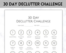 Load image into Gallery viewer, Declutter Checklist, 30 Day Challenge Printable, Cleaning Planner Schedule, De clutter your home, Spring Clean, Home Cleaning, Organization - Mono
