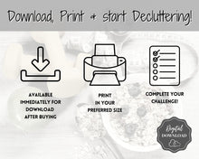 Load image into Gallery viewer, Declutter Checklist, 30 Day Challenge Printable, Cleaning Planner Schedule, De clutter your home, Spring Clean, Home Cleaning, Organization - Mono
