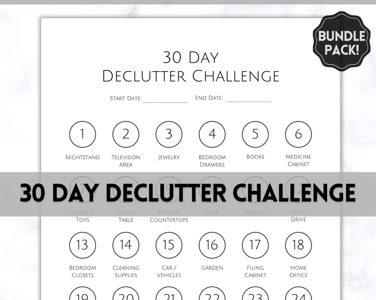 Declutter Checklist | 30 Day Cleaning Challenge Printable - Mono declutter-checklist-30-day-cleaning-challenge-printable-mono