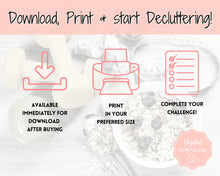 Load image into Gallery viewer, Declutter Checklist, 30 Day Challenge Printable, Cleaning Planner Schedule, De clutter your home, Spring Clean, Home Cleaning, Organization - PINK
