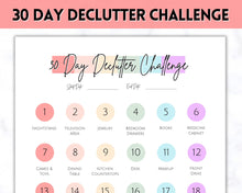 Load image into Gallery viewer, Declutter Checklist, 30 Day Challenge Printable, Cleaning Planner Schedule, De clutter your home, Spring Clean, Home Cleaning, Organization - Pastel
