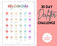 Load image into Gallery viewer, Declutter Checklist, 30 Day Challenge Printable, Cleaning Planner Schedule, De clutter your home, Spring Clean, Home Cleaning, Organization - Pastel
