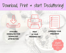 Load image into Gallery viewer, Declutter Checklist, 30 Day Challenge Printable, Cleaning Planner Schedule, De clutter your home, Spring Clean, Home Cleaning, Organization - Pastel
