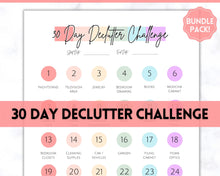 Load image into Gallery viewer, Declutter Checklist, 30 Day Challenge Printable, Cleaning Planner Schedule, De clutter your home, Spring Clean, Home Cleaning, Organization - Pastel

