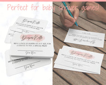 Load image into Gallery viewer, Diaper Raffle Sign, Diaper Raffle Ticket, Diaper Raffle Card, DIY Diaper Raffle, Baby Shower Games, Favors, Pink, Blue, Printable Kit
