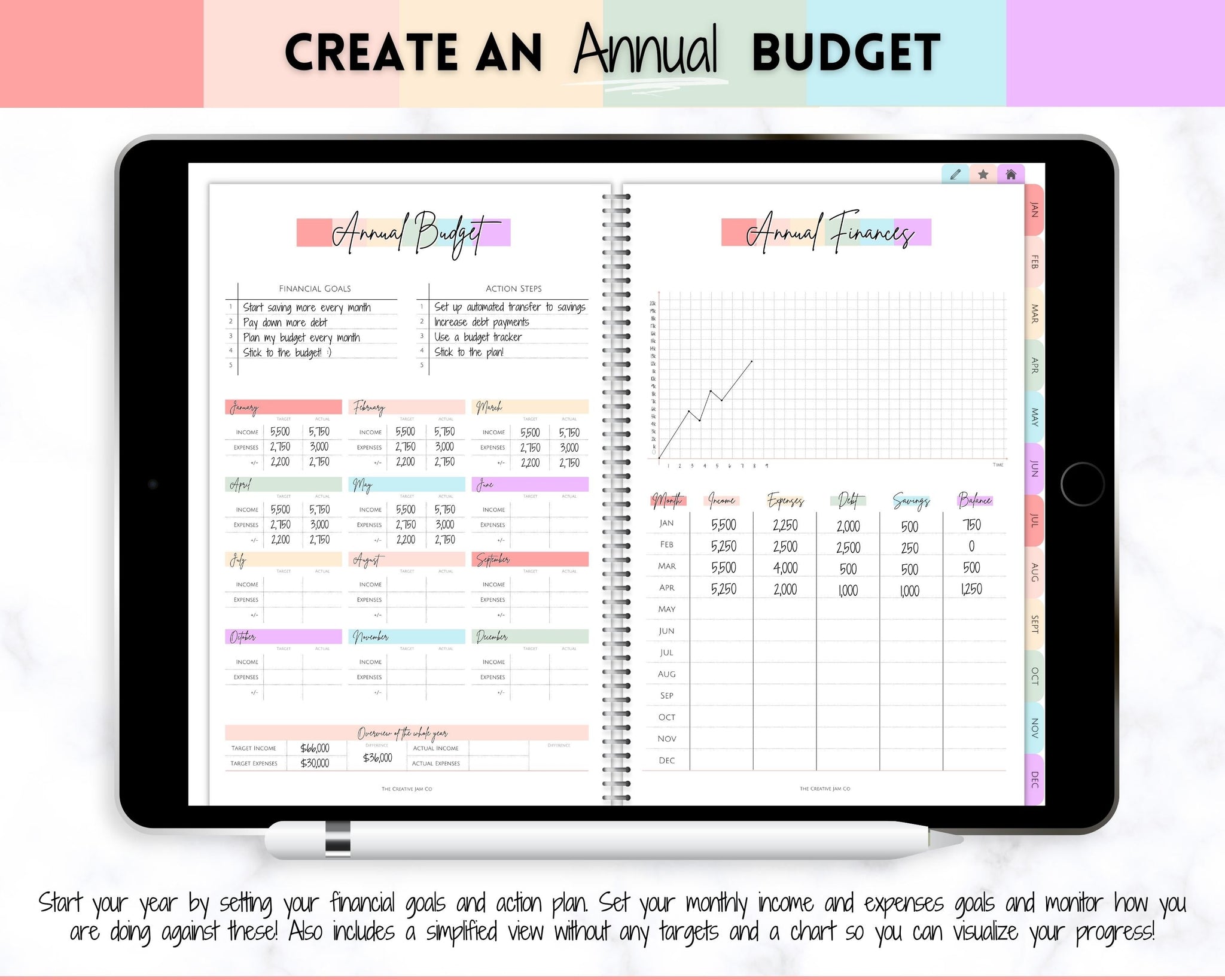 Undated Colorful Digital Budget Planner