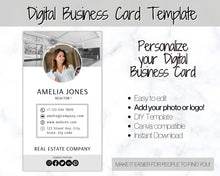 Load image into Gallery viewer, Digital Business Card Template. DIY add logo &amp; photo! Editable Canva Design. Modern, Realtor Marketing, Real Estate, Realty Professional | Mono Style 1
