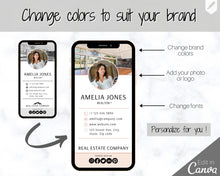 Load image into Gallery viewer, Digital Business Card Template. DIY add logo &amp; photo! Editable Canva Design. Modern, Realtor Marketing, Real Estate, Realty Professional | Mono Style 2

