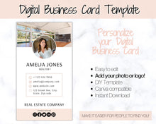 Load image into Gallery viewer, Digital Business Card Template. DIY add logo &amp; photo! Editable Canva Design. Modern, Realtor Marketing, Real Estate, Realty Professional | Pink Style 1
