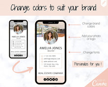 Load image into Gallery viewer, Digital Business Card Template. DIY add logo &amp; photo! Editable Canva Design. Modern, Realtor Marketing, Real Estate, Realty Professional | Pink Style 1
