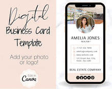 Load image into Gallery viewer, Digital Business Card Template. DIY add logo &amp; photo! Editable Canva Design. Modern, Realtor Marketing, Real Estate, Realty Professional | Pink Style 1
