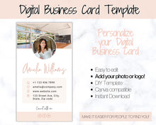 Load image into Gallery viewer, Digital Business Card Template. DIY add logo &amp; photo! Editable Canva Design. Modern, Realtor Marketing, Real Estate, Realty Professional | Pink Style 4
