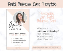 Load image into Gallery viewer, Digital Business Card Template. DIY add logo &amp; photo! Editable Canva Design. Modern, Realtor Marketing, Real Estate, Realty Professional | Pink Style 5
