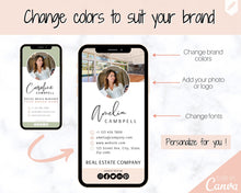Load image into Gallery viewer, Digital Business Card Template. DIY add logo &amp; photo! Editable Canva Design. Modern, Realtor Marketing, Real Estate, Realty Professional | Pink Style 7
