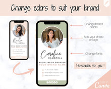 Load image into Gallery viewer, Digital Business Card Template. DIY add logo &amp; photo! Editable Canva Design. Modern, Realtor Marketing, Real Estate, Realty Professional | Pink Style 9
