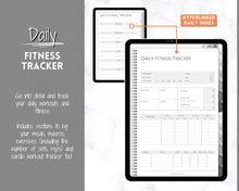 Load image into Gallery viewer, Digital FITNESS planner, GoodNotes Fitness Planner, Fitness Journal, Weight Loss Tracker, UNDATED iPad Workout Planner, Wellness Template | Mono
